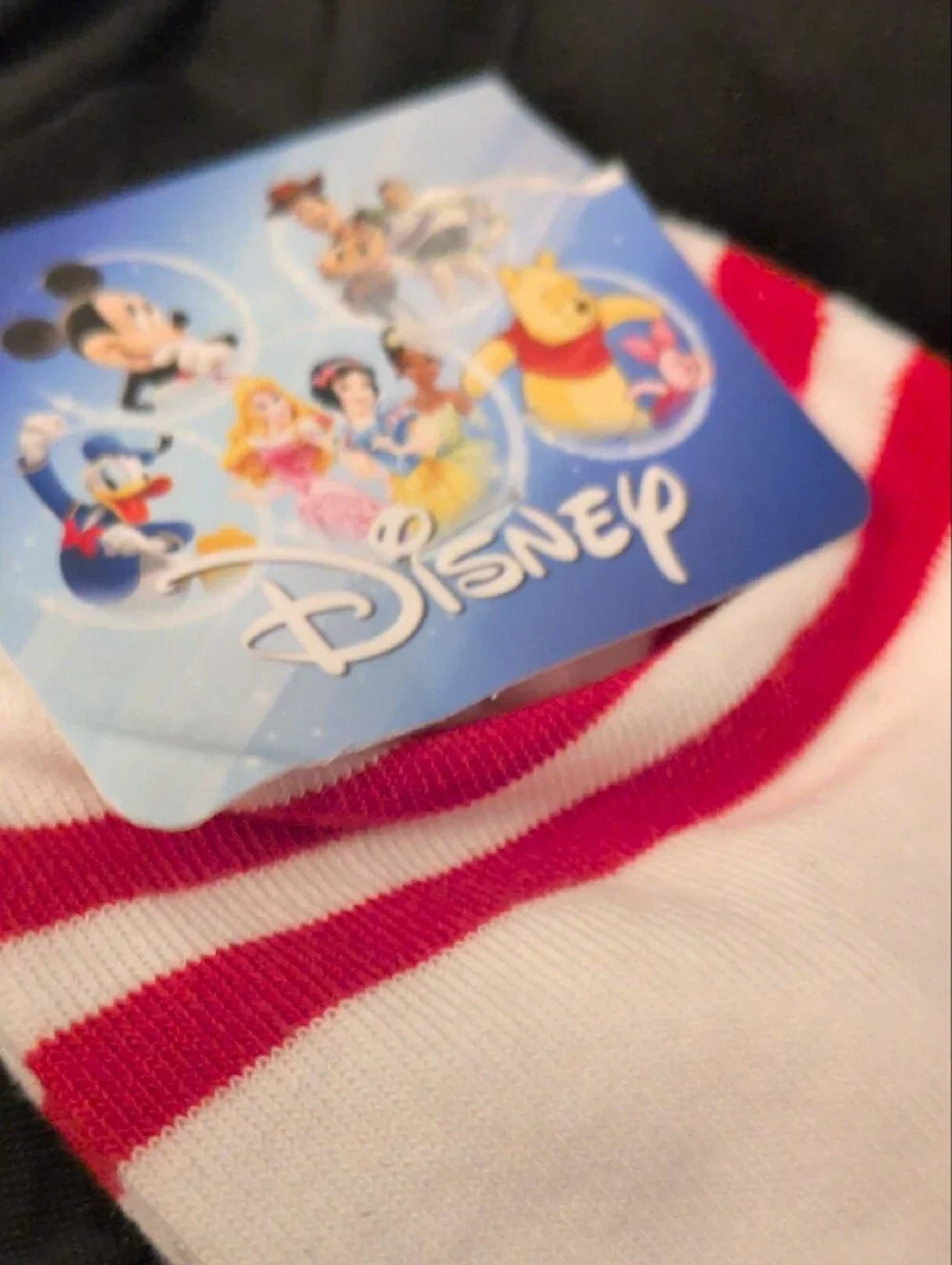 Disney Minnie Mouse White Socks with Red Bow and Red Stripe Accents